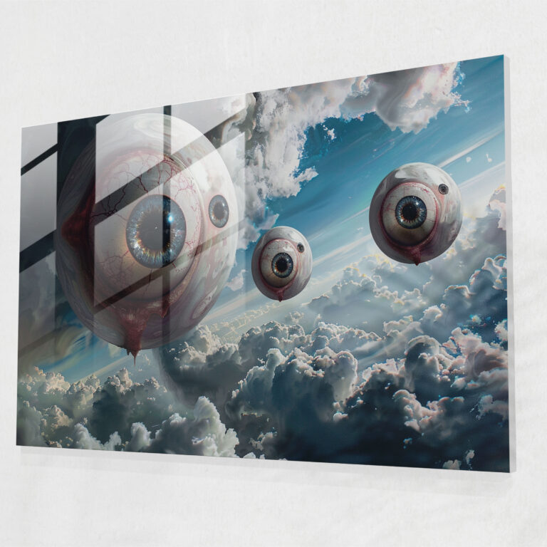 Giant Eyeballs Glass Print Wall Decoration - Surrealism Art, Surrealism Art, Wall Decoration, Glass Print