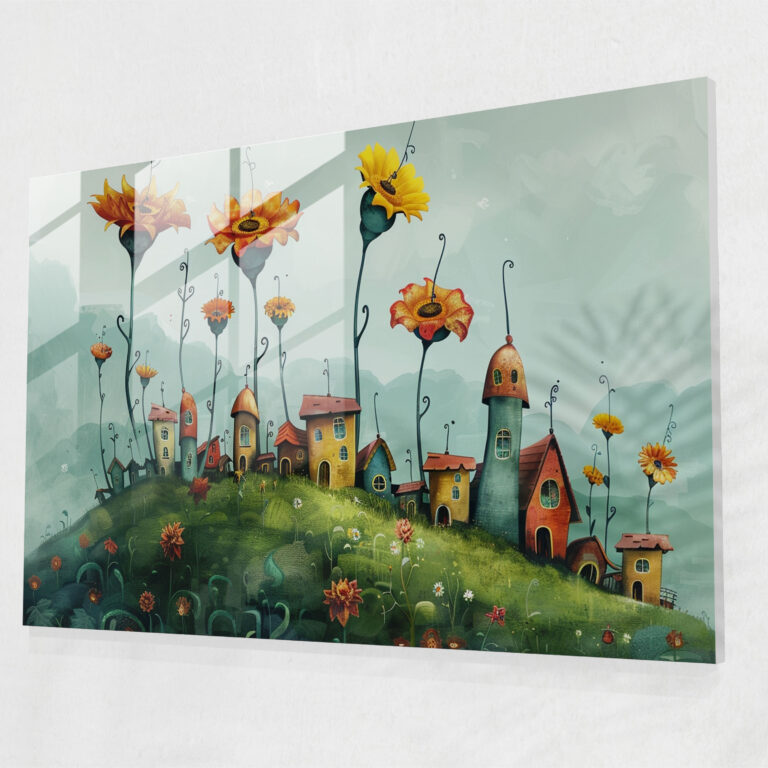Oversized Flowers Glass Wall Art - Surrealism Art, Surrealism Art, Modern Art, Home Decoration