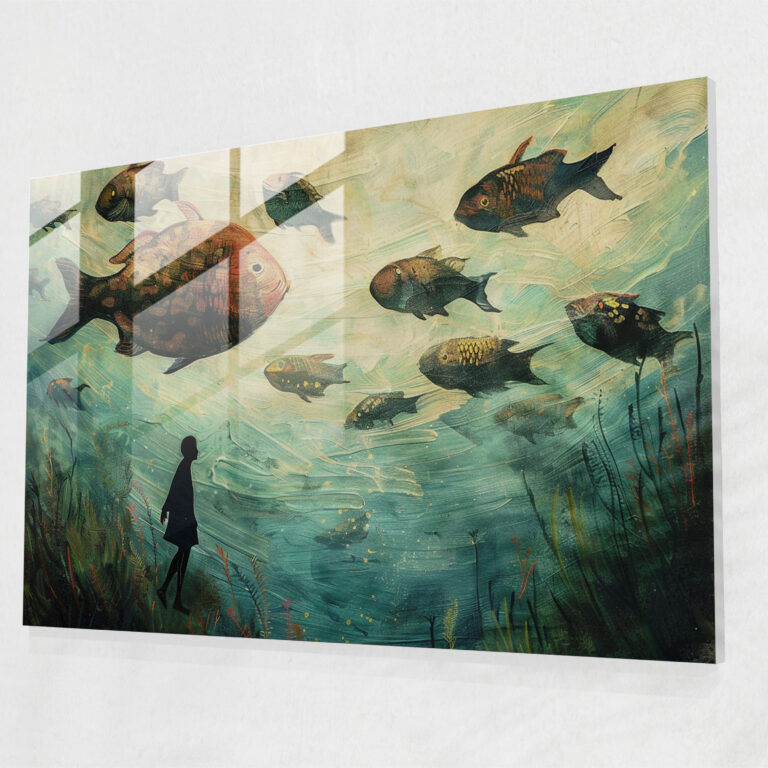 Underwater Surrealism Glass Print - Surrealism Art, Modern Art, Glass Print, Surrealism Art