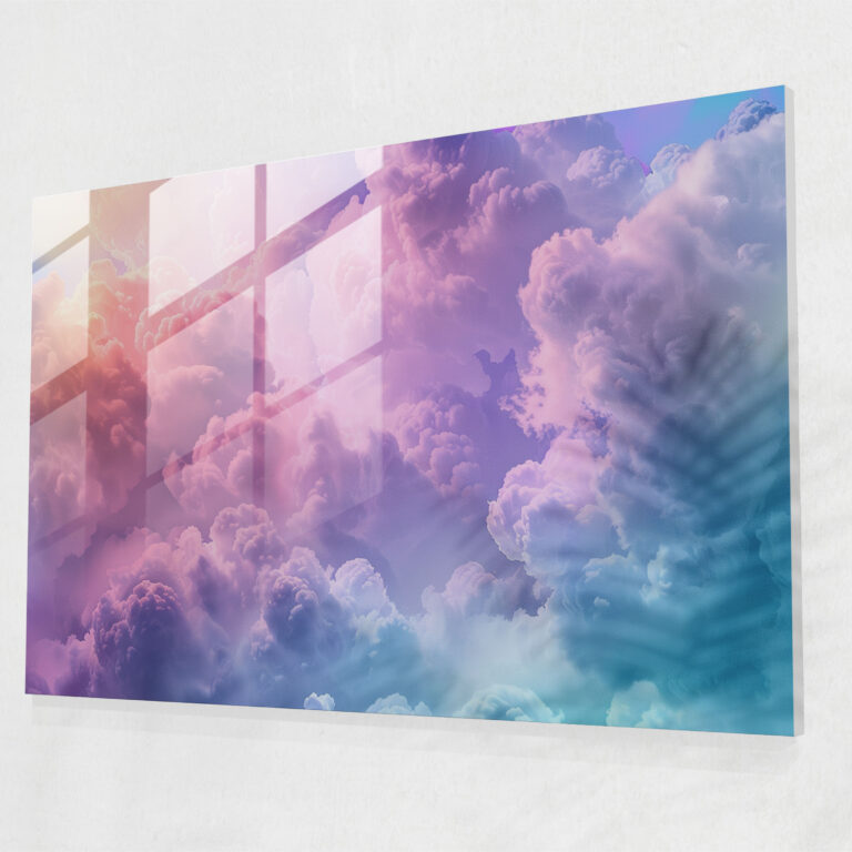 Rainbow Clouds Glass Art - Surrealism Art, Home Decoration, Wall Decoration, Surrealism Art