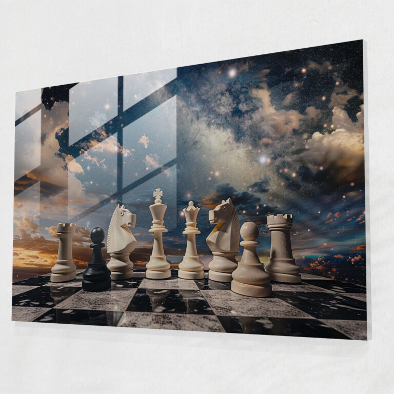Giant Chess Pieces Surrealism Wall Decoration - Surrealism Art, Glass Print, Wall Decoration, Surrealism Art