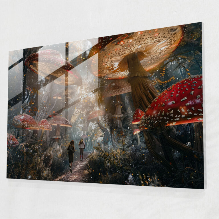 Sleepwalking Figures Surrealism Glass Wall Art - Surrealism Art, Wall Decoration, Glass Wall Art, Glass Print