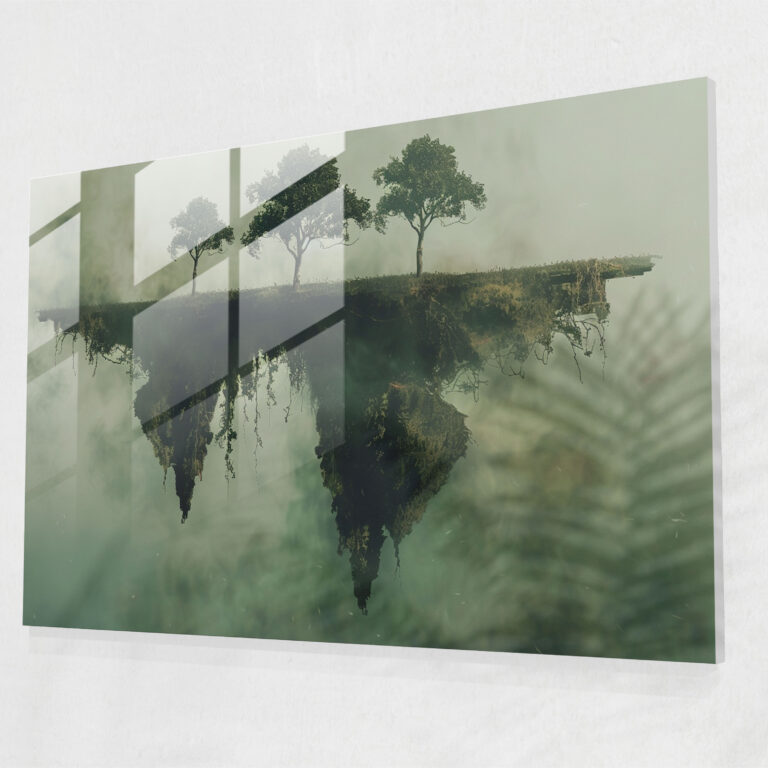 Surrealism Art Glass Wall Art - Upside Down Trees - Surrealism Art, Glass Art, Modern Art, Surrealism Art