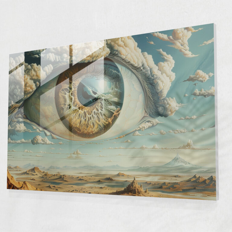 Surrealism Art Glass Print - Oversized Eye - Surrealism Art, Glass Wall Art, Wall Decoration, Surrealism Art