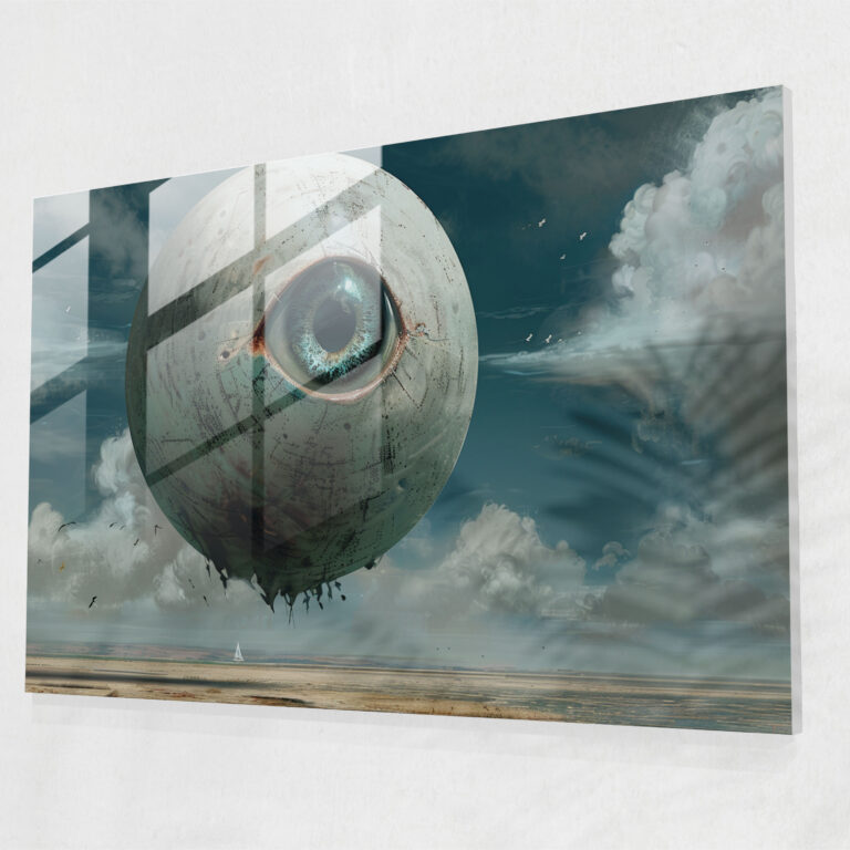 Eerie Giant Eye Glass Wall Art - Surrealism Art, Wall Decoration, Modern Art, Glass Wall Art
