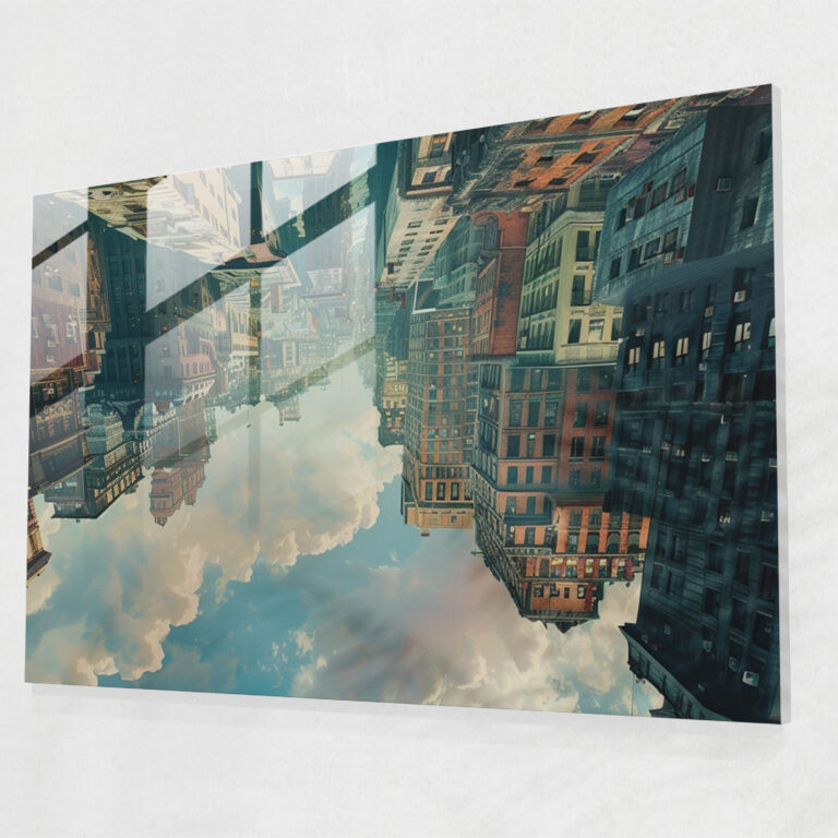 Mind-Bending Cityscape Glass Print - Surrealism Art, Modern Art, Home Decoration, Surrealism Art