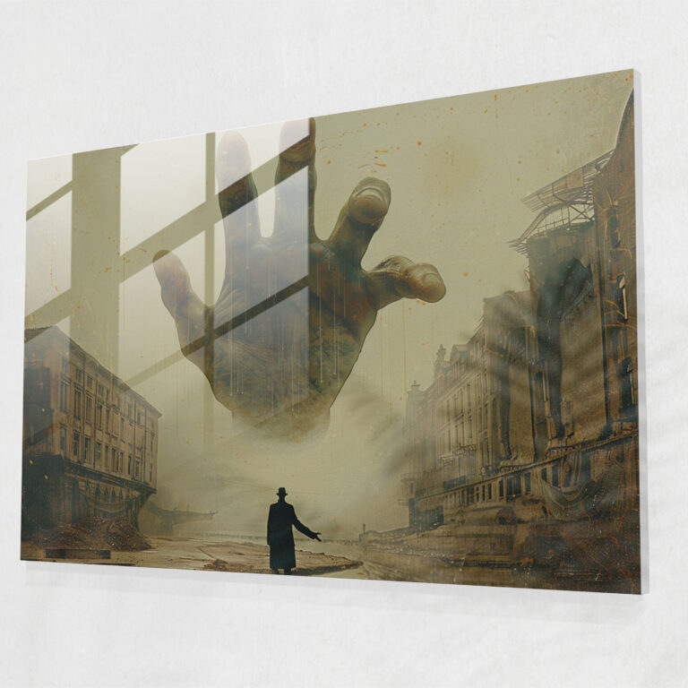 Mysterious Floating Hands Glass Print - Surrealism Art, Modern Art, Surrealism Art, Home Decoration
