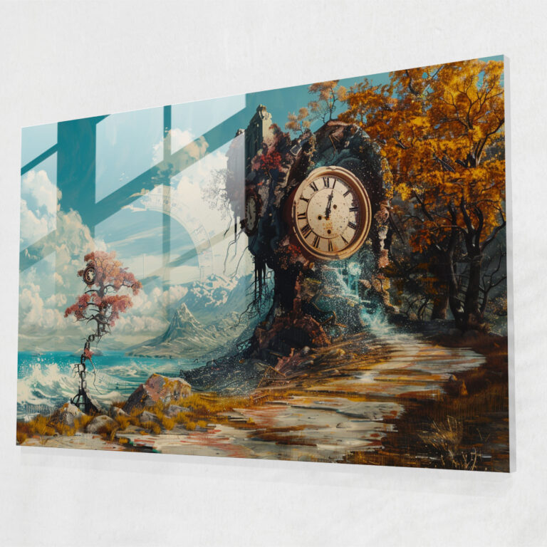 Surrealism Glass Wall Art - Melting Clocks - Surrealism Art, Home Decoration, Surrealism Art, Wall Decoration
