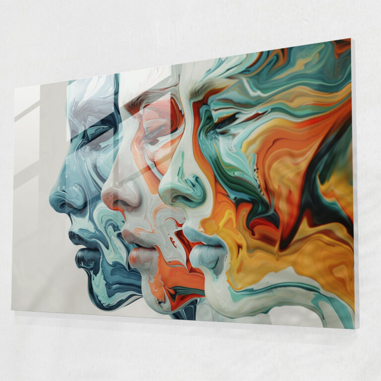 Melting Faces Glass Wall Art - Surrealism Art, Wall Decoration, Modern Art, Surrealism Art