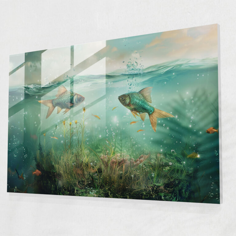 Flying Fish Glass Art - Surrealism Art, Wall Decoration, Modern Art, Glass Art