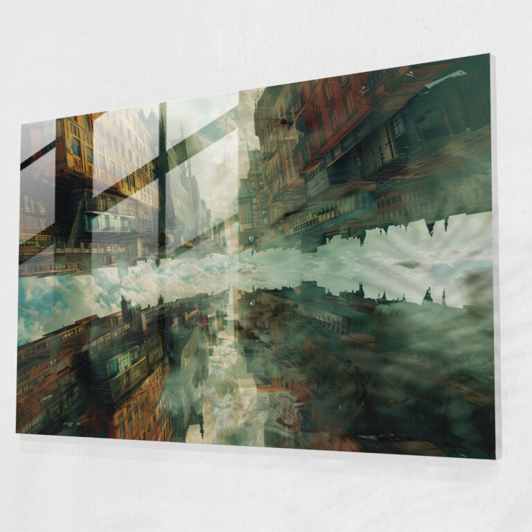 Distorted Architecture Glass Print - Surrealism Art, Glass Wall Art, Surrealism Art, Wall Decoration