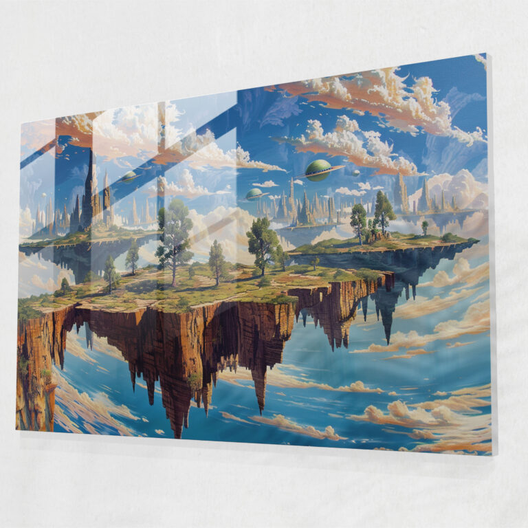 Surrealism Art Modern Art: Alien Landscape - Surrealism Art, Home Decoration, Glass Wall Art, Glass Print