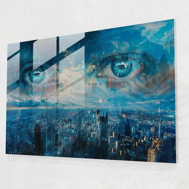 Surrealism Art Glass Print: Watching Eyes - Surrealism Art, Glass Wall Art, Home Decoration, Surrealism Art