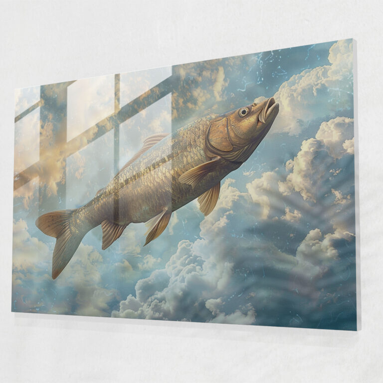 Surrealism Home Decoration: Giant Fish Swimming In The Sky - Surrealism Art, Glass Art, Home Decoration, Surrealism