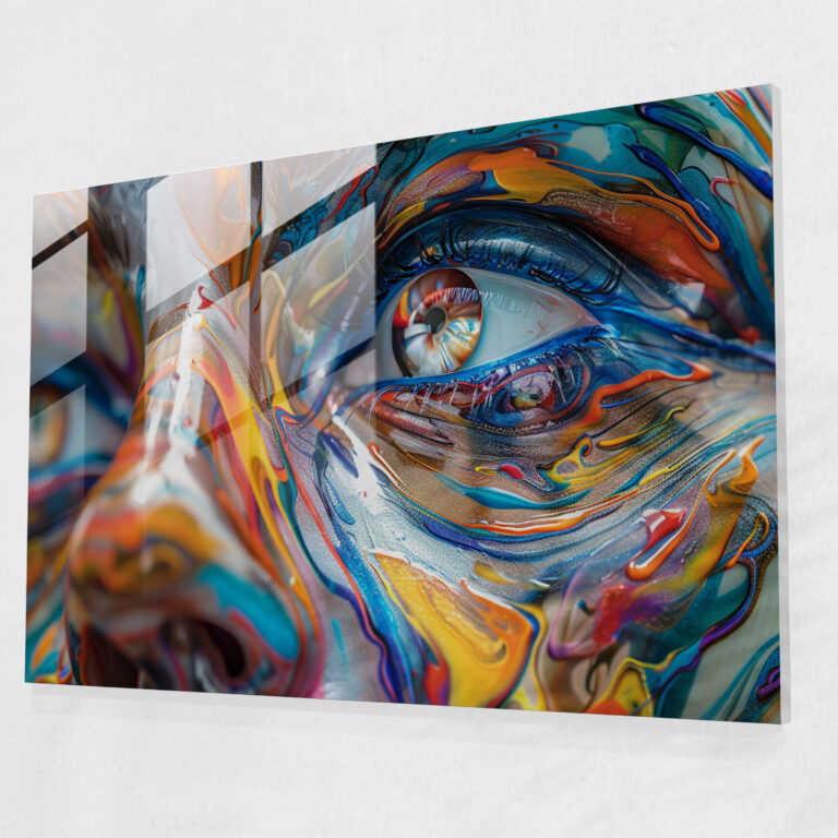 Surrealism Glass Wall Art: Abstract Face With Distorted Features - Surrealism Art, Surrealism, Glass Art, Home Decoration
