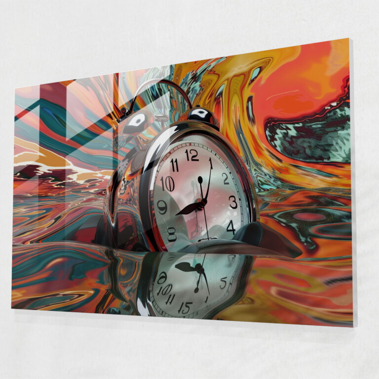 Melting Clock Surrealism Art Glass Print - Surrealism Art, Home Decoration, Modern Art, Glass Art