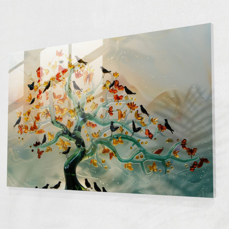 Bird Tree Glass Art - Surrealism Art, Home Decoration, Modern Art, Glass Art