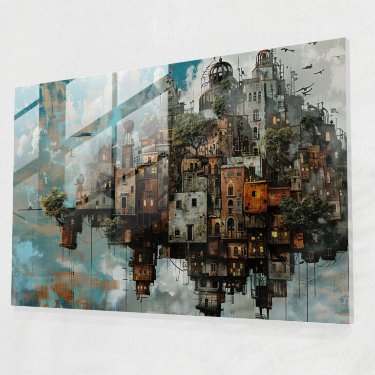 Twisted City Wall Decoration - Surrealism Art, Wall Decoration, Surrealism Art, Glass Art