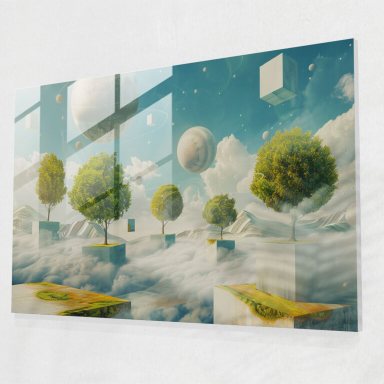Surrealism Glass Print - Floating Objects - Surrealism Art, Glass Print, Surrealism Art, Modern Art