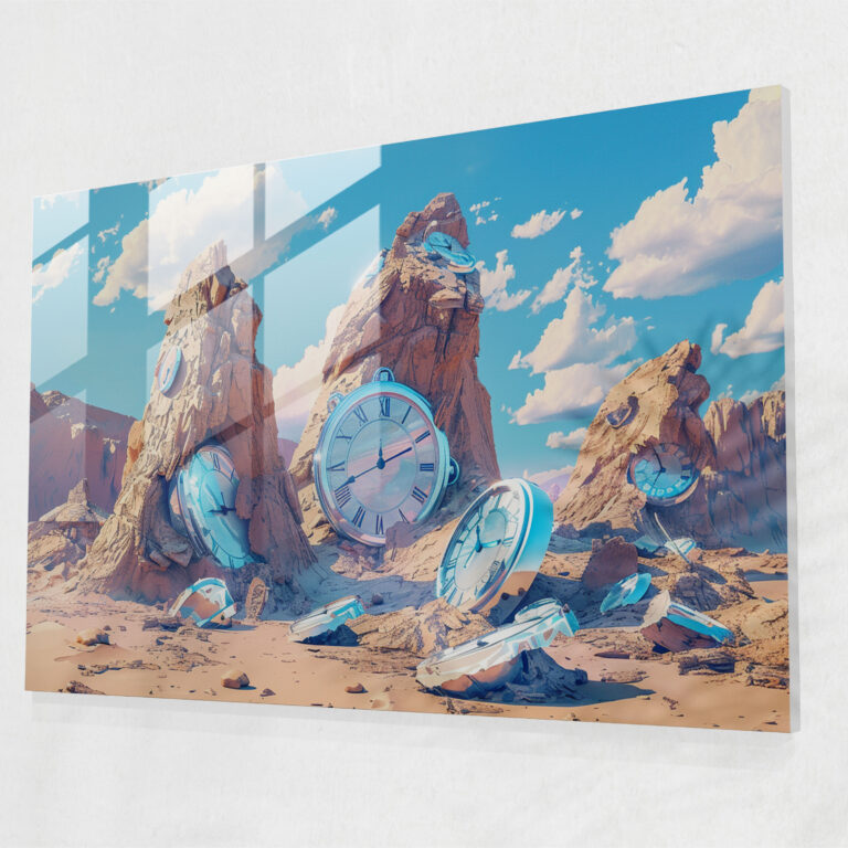 Surrealism Glass Wall Art - Melted Clocks - Surrealism Art, Home Decoration, Modern Art, Wall Decoration