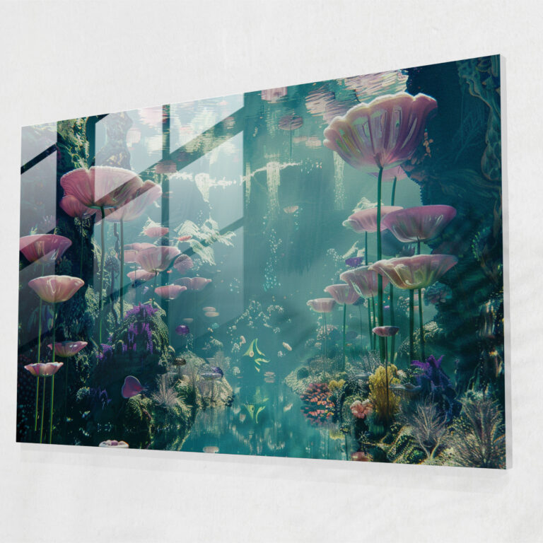 Surrealism Glass Wall Art - Underwater Shapes - Surrealism Art, Home Decoration, Modern Art, Surrealism Art