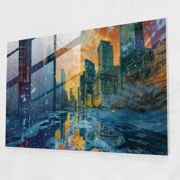 Surrealism Art Glass Wall Art - Surrealism Art, Glass Wall Art, Cityscape, Home Decoration
