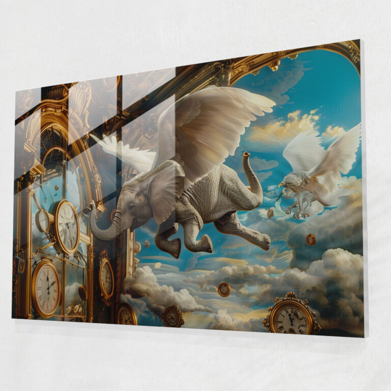 Surrealism Glass Wall Art Elephant - Surrealism Art, Modern Art, Glass Print, Surrealism Art