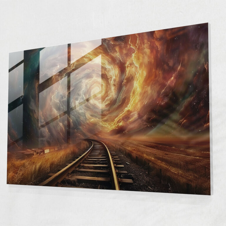 Vortex Train Glass Wall Art - Surrealism Art, Wall Decoration, Glass Art, Surrealism Art