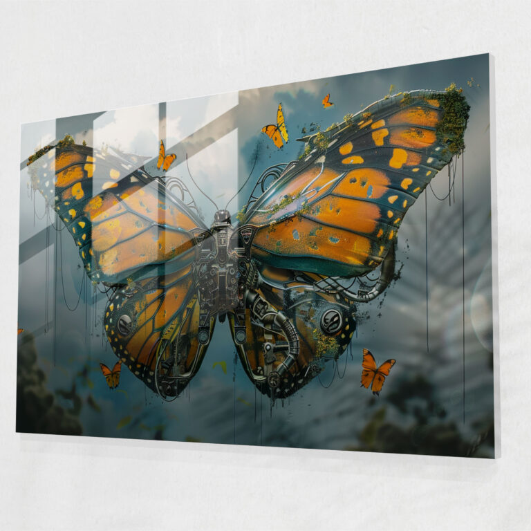Mechanical Butterfly Glass Print - Surrealism Art, Glass Print, Surrealism Art, Modern Art