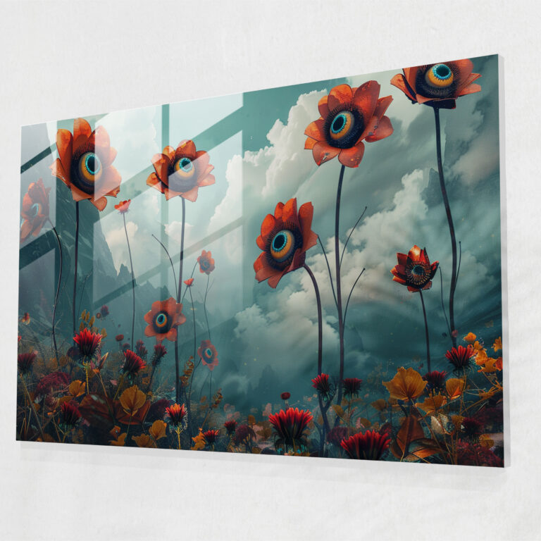 Eyes Of Nature Glass Wall Art - Surrealism Art, Surrealism Art, Modern Art, Wall Decoration