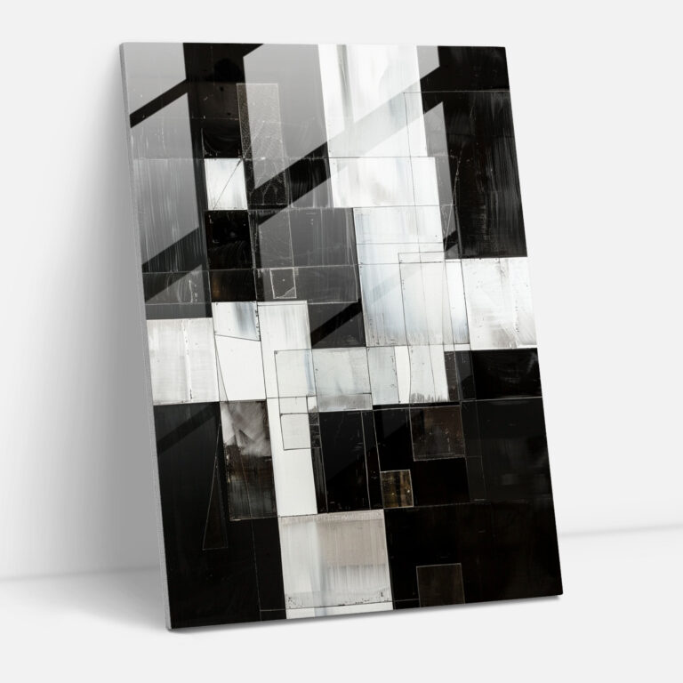Suprematism Black And White Squares Glass Wall Art - Suprematism, Home Decoration, Glass Art, Suprematism