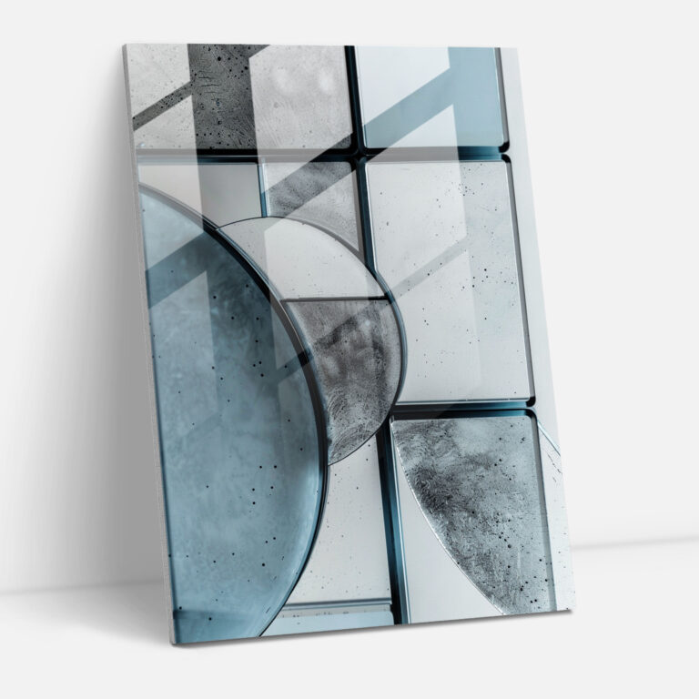 Suprematism Abstract Grey And Blue Glass Art - Suprematism, Glass Wall Art, Home Decoration, Suprematism
