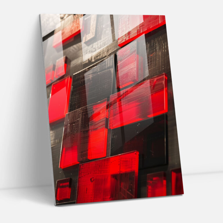 Red Square Suprematism Glass Wall Art - Suprematism, Glass Art, Home Decoration, Suprematism