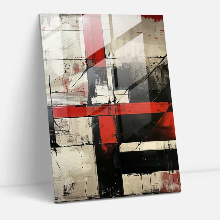 Bold Red And Black Lines Glass Wall Art - Suprematism, Wall Decoration, Modern Art, Suprematism