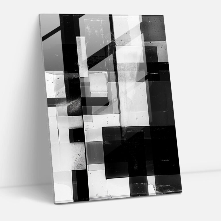 Bold Abstract Black And White Glass Art - Suprematism, Suprematism, Wall Decoration, Modern Art