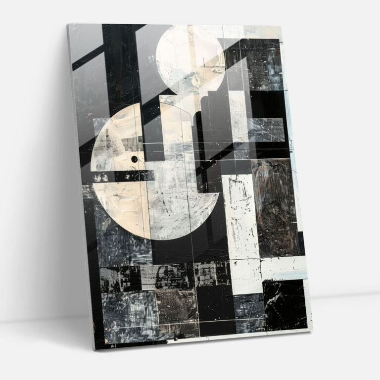 Black And White Suprematism Glass Wall Art - Suprematism, Glass Wall Art, Modern Art, Wall Decoration