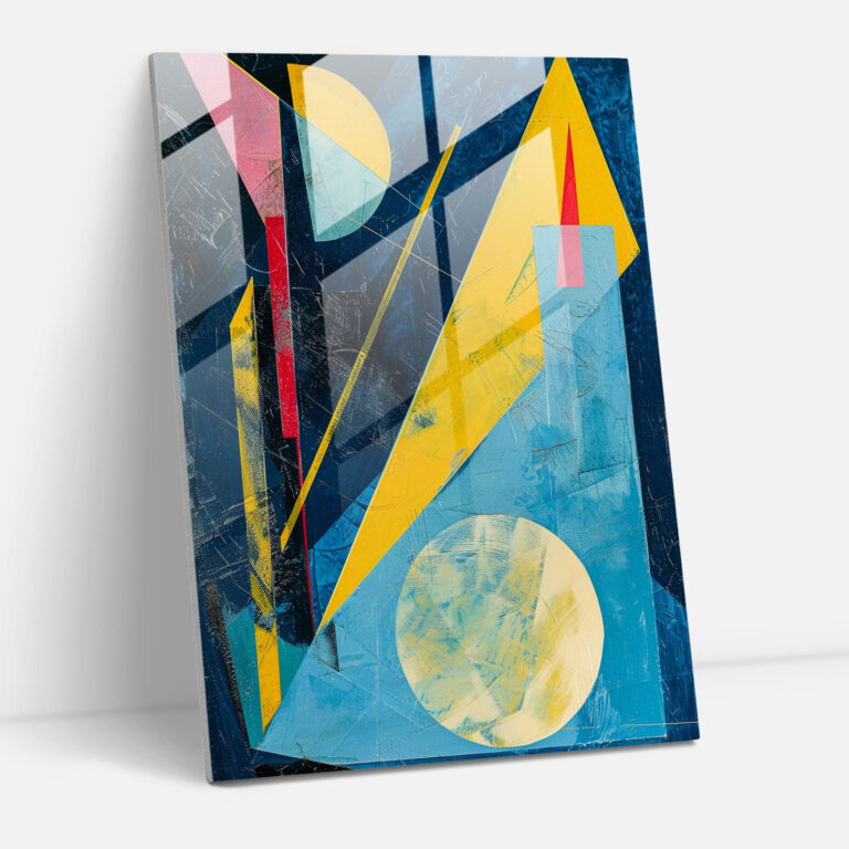 Suprematism Home Decoration - Blue And Yellow Abstract Composition - Suprematism, Suprematism, Home Decoration, Glass Print