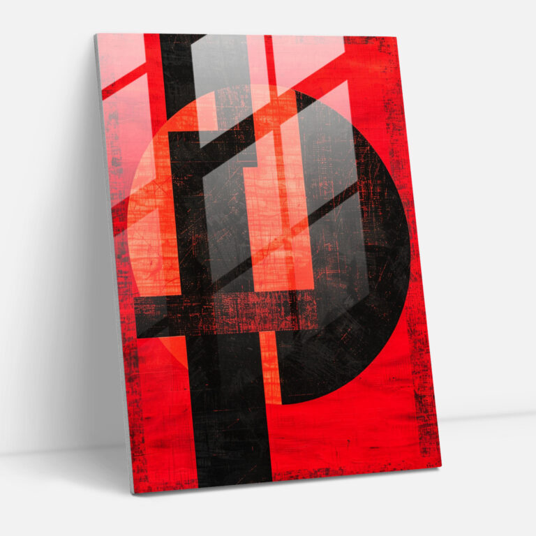 Suprematism Glass Print - Red And Black Intersecting Shapes - Suprematism, Home Decoration, Suprematism, Glass Art