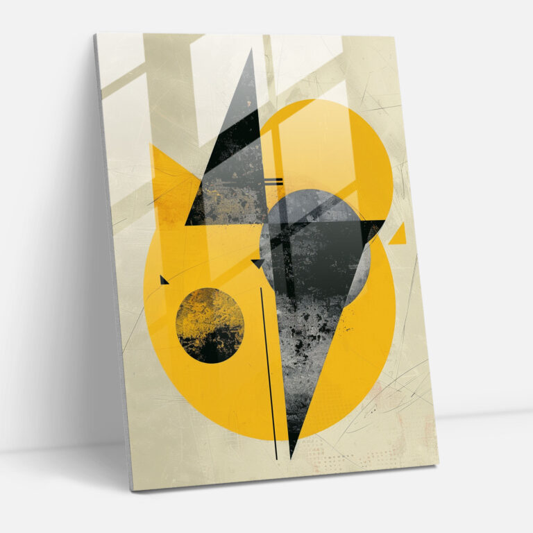 Suprematism Glass Wall Art - Yellow Circles And Triangles Composition - Suprematism, Suprematism, Modern Art, Wall Decoration
