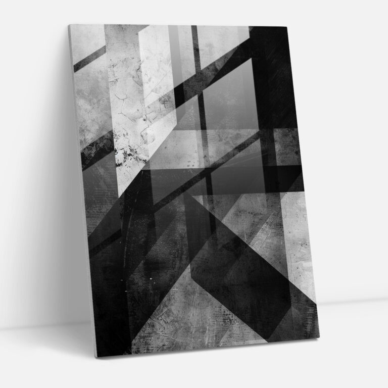 Suprematism Home Decoration - Monochrome Abstract Shapes With Texture - Suprematism, Glass Print, Home Decoration, Suprematism