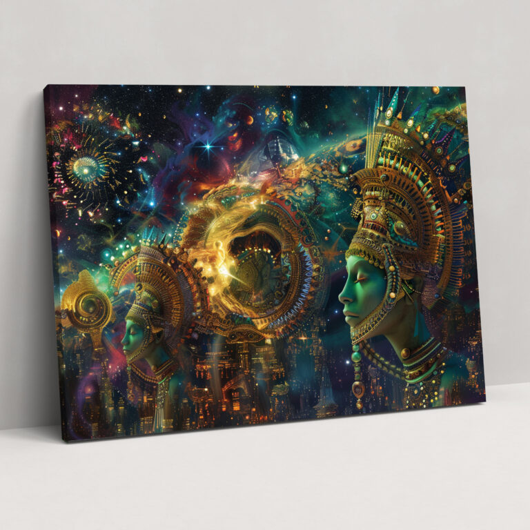 Sumerians Celestial Goddesses Canvas Print - Sumerians, Canvas, Digital Artwork, Celestial Bodies
