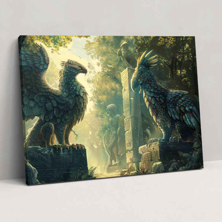 Sumerian Mythical Creatures Forest Canvas Print - Sumerians, Wall Art, Canvas Wall Art, Home Decoration