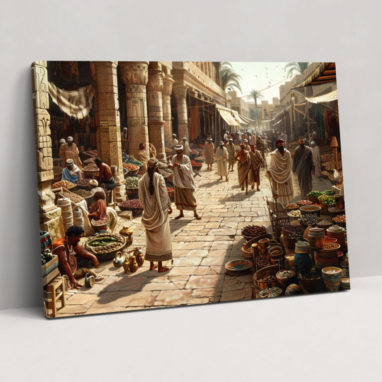 Sumerian Marketplace Scene Canvas Print - Sumerians, Canvas Wall Art, Wall Decoration, Canvas Print