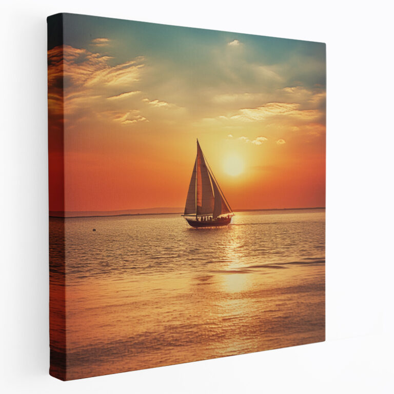 Sunset Sailboat Canvas Print - Sunset, Vintage Filter, Horizon, Photograph