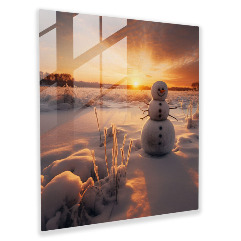 Snowman Glass Print - Snowman, Glass Art, Photograph, Home Decoration
