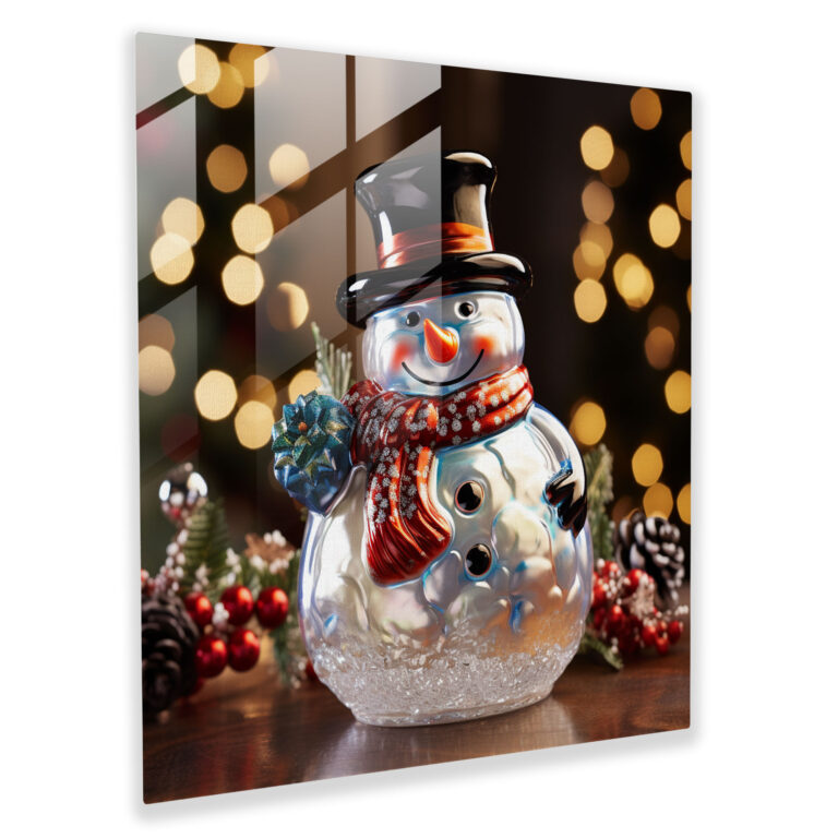 Whimsical Glass Wall Art Snowman - Snowman, Enchantment, Modern Art, Magic
