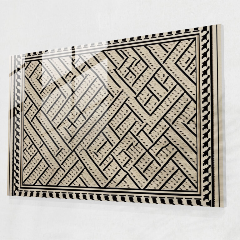 Minimalistic Turkish Carpet Glass Wall Art - Turkish Carpet, Clean Lines, Neutral Colors, Modern Sophistication