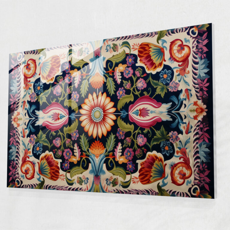 Turkish Carpet Pattern Glass Print - Turkish Carpet, Turkish Carpet Pattern, Modern Art, Cultural Heritage