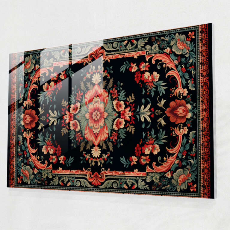 Intricate Turkish Carpet Glass Print - Turkish Carpet, Turkish Carpet Pattern, Glass Print, Glass Art