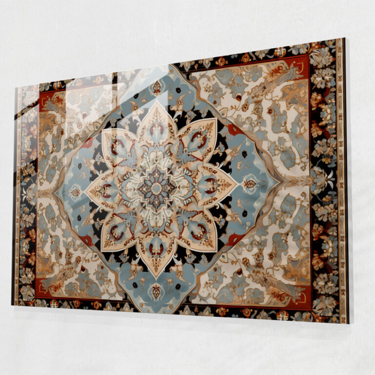 Turkish Symmetry Glass Print - Turkish Carpet, Turkish Carpet Pattern, Glass Wall Art, Symmetrical Patterns